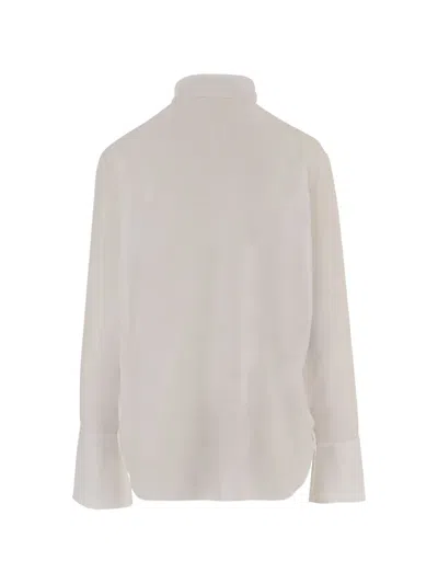 Sa Su Phi Silk Shirt With Mandarin Collar In White