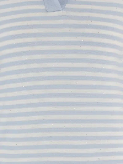 Bruno Manetti Striped-pattern Collared T-shirt In Blue
