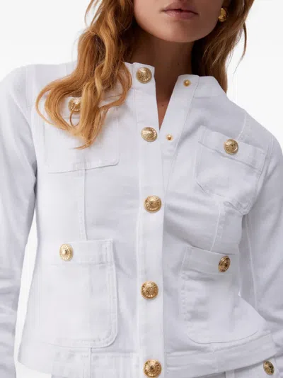 Liu •jo Patch-pocket Denim Jacket In White