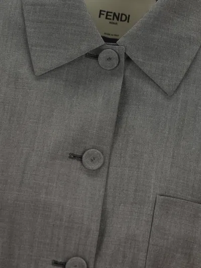Fendi Buttoned Jacket In Gray