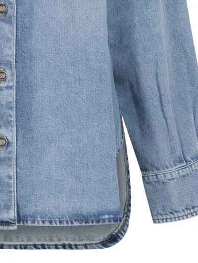 Closed Buttoned Logo-patch Shirt In Blue