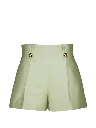 Zimmermann Luna Wool And Silk-blend Shorts In Green