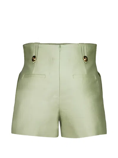 Zimmermann Luna Wool And Silk-blend Shorts In Green