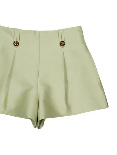 Zimmermann Luna Wool And Silk-blend Shorts In Green