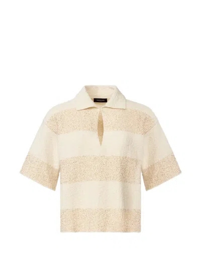 Fabiana Filippi Boxy Shirt In Striped Cotton Tweed With Sequins In Multi