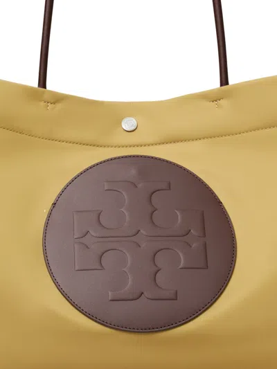 Tory Burch Ella Twist Nylon Shoulder Bag With Maxi Logo Patch On The Front In Neutral
