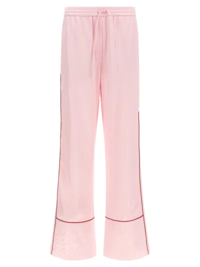 Off-white Women Pink Jacquard Satin Pajama Pants, 32 Luxury Pants For Women Darveys
