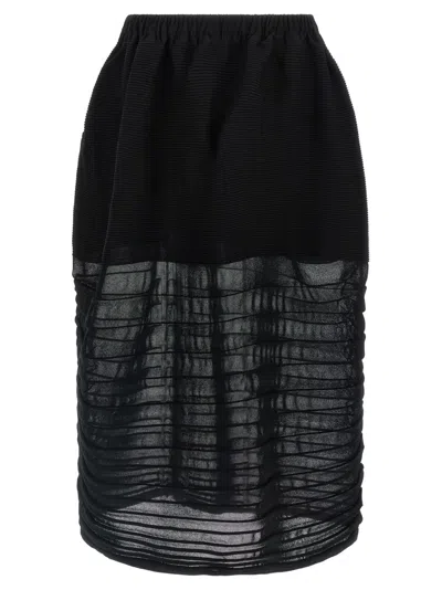 Issey Miyake Black December Moving Knit Midi Skirt