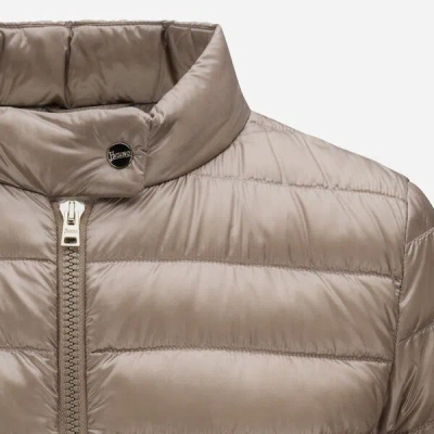Herno Zipper Down Jacket In Brown