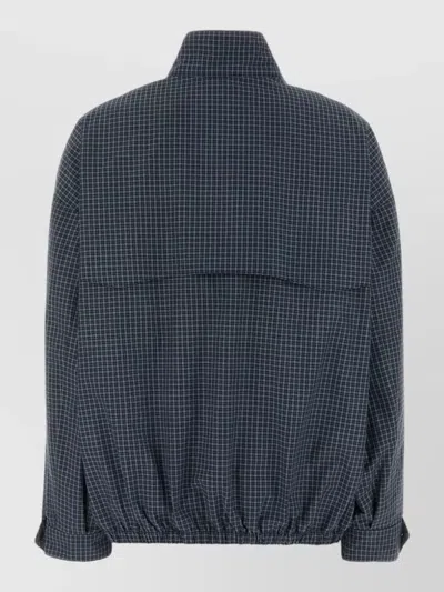 Miu Miu Nylon Blend Jacket Check Pattern Hem In Blue