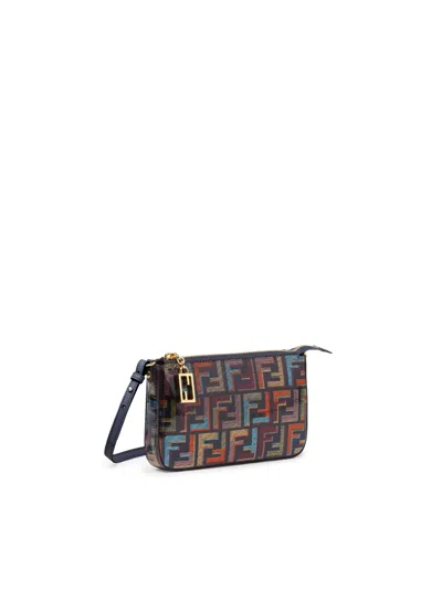 Fendi Multicolour Glazed Ff Fabric Baguette Pouch With Chain In Multi