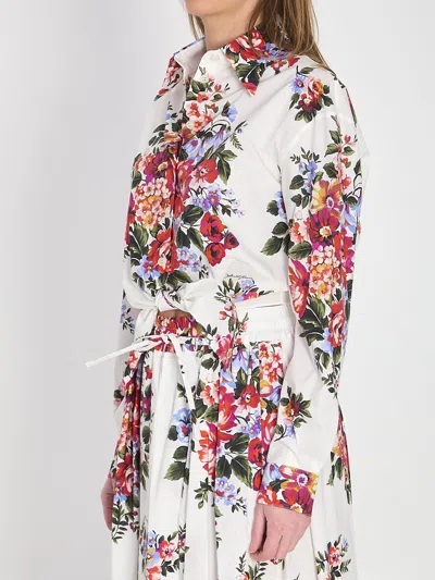 Dolce & Gabbana Cotton Shirt With A Bouquet Of Flowers Print Shirts White In Multi