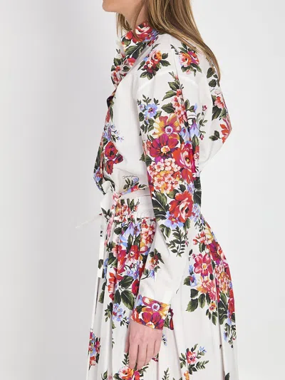 Dolce & Gabbana Cotton Shirt With A Bouquet Of Flowers Print Shirts White In Multi