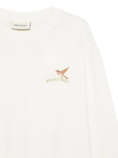 Bram's Fruit Robin Floral-bird-print T-shirt In White