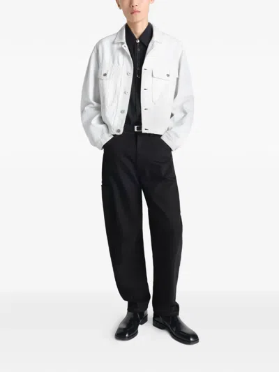 Lemaire Buttoned Trucker Jacket In White