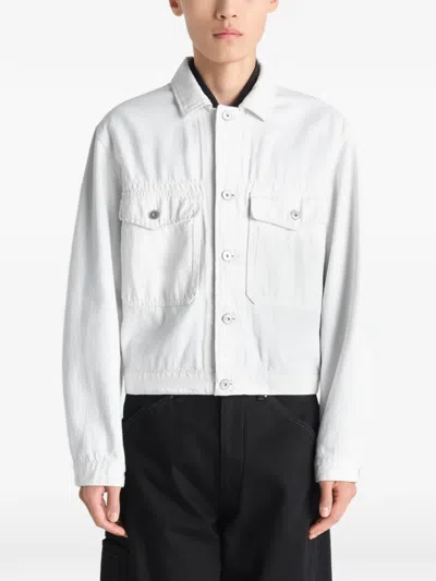 Lemaire Buttoned Trucker Jacket In White