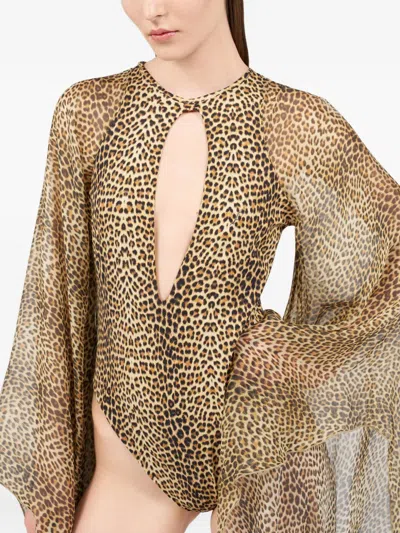 Roberto Cavalli Baby Jaguar Print One-piece Swimsuit In Multi