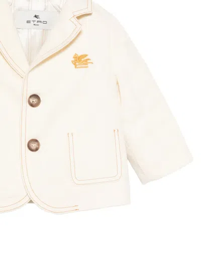 Etro Buttoned Logo-embroidered Blazer In White