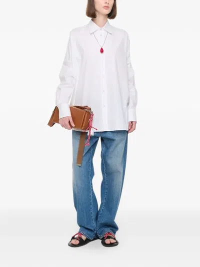 Plan C Drapped-back Shirt In White