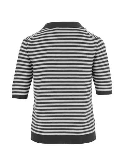 Bruno Manetti Striped-pattern Collared T-shirt In Multi