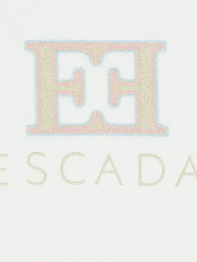 Escada Cropped Embroidered T-shirt In White