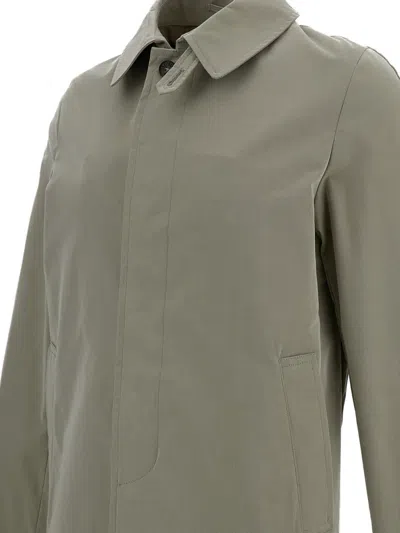 L'impermeabile Grey Coat With Concealed Button Placket In Green