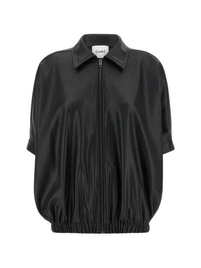 Nude Openwork Zip-up Jacket In Black