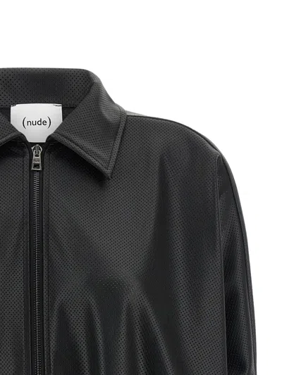 Nude Openwork Zip-up Jacket In Black