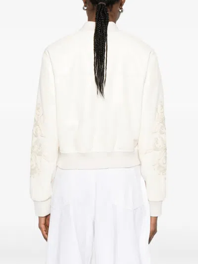 Ermanno Offwhite Polyester Bomber Jacket In White
