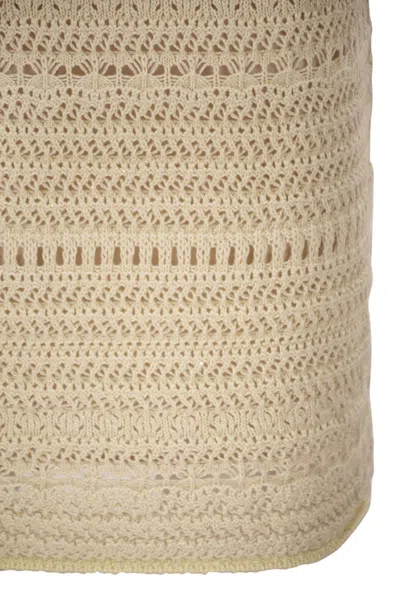 Fabiana Filippi Pencil Skirt In Wool And Cotton With Sequins In Neutral