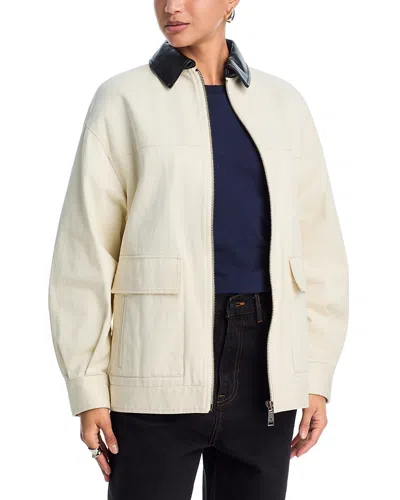 Anine Bing Womens Ecru Holden Contrasting-collar Cotton Jacket Xs In White