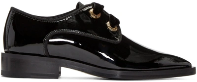 Lanvin Grosgrain-trimmed Patent-leather Brogues In Black