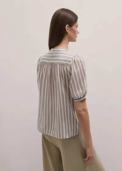 Me+em Stripe Blouse + Tie Brown Multi In Multi