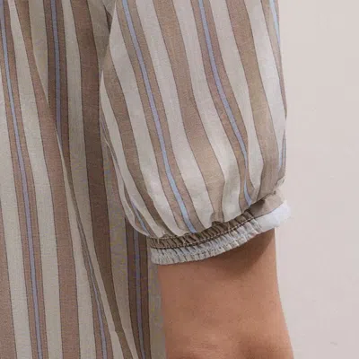 Me+em Stripe Blouse + Tie Brown Multi In Multi
