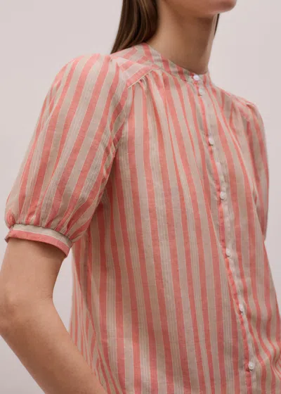 Me+em Stripe Blouse + Tie Orange Multi In Multi
