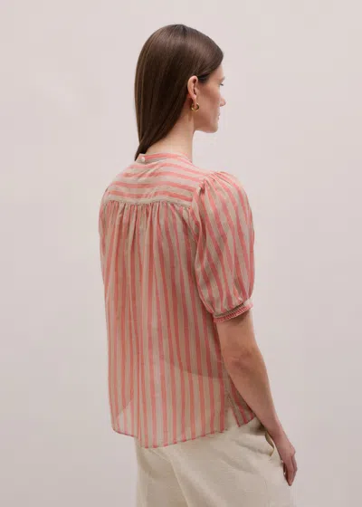 Me+em Stripe Blouse + Tie Orange Multi In Multi