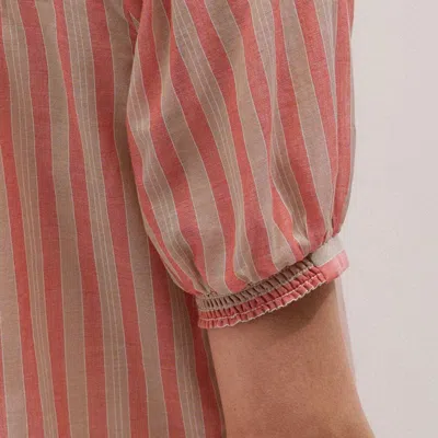 Me+em Stripe Blouse + Tie Orange Multi In Multi