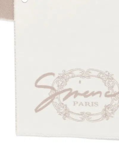 Givenchy Scarf Two Tone Design Frayed Edges Rectangular In White