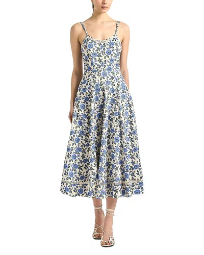 Derek Lam 10 Crosby Adair Print Sleeveless Midi Dress In Blue