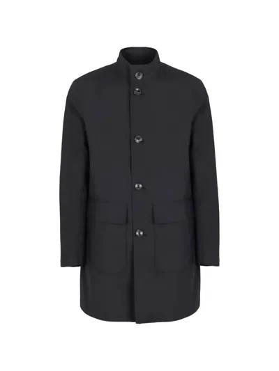 Herno Blue Camel Polyester Raincoat In Black