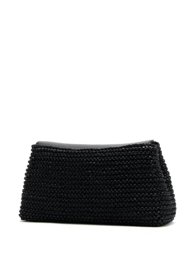 Totême Toteme T-lock Woven Leather Clutch Bag Bags In Black