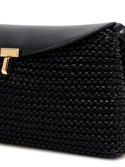 Totême Toteme T-lock Woven Leather Clutch Bag Bags In Black