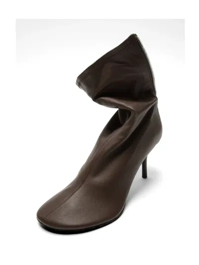 Acne Studios Round-toe Leather Ankle Boots In Multi