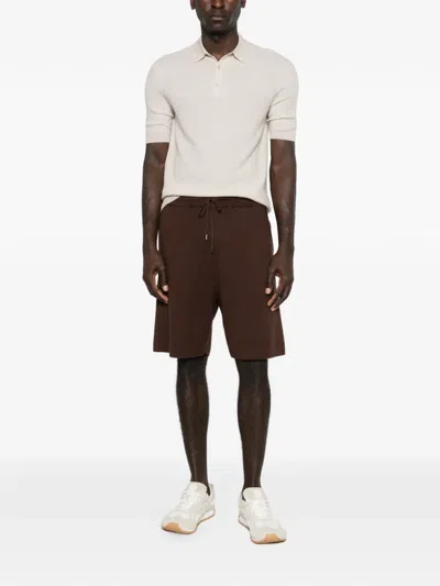 Bompard Elasticated Knit Shorts In Brown