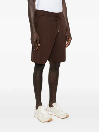 Bompard Elasticated Knit Shorts In Brown