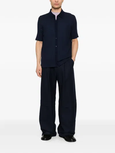 Bompard Ribbed Buttoned Shirt In Blue