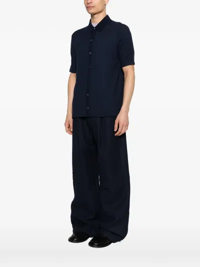 Bompard Ribbed Buttoned Shirt In Blue