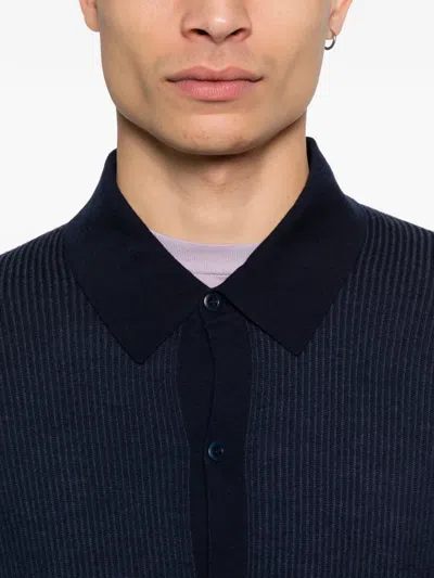 Bompard Ribbed Buttoned Shirt In Blue