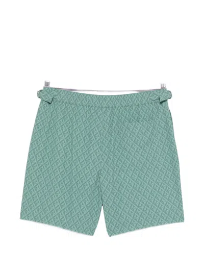 Moose Knuckles Drawstring Patterned Swim Shorts In Green