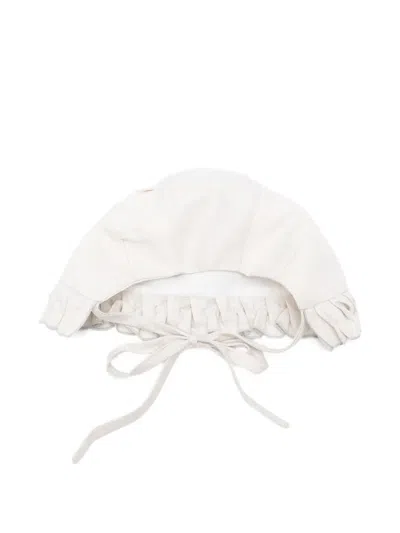 La Stupenderia Ruffled Hat In White